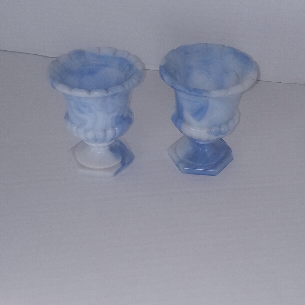 Artisan Blue and White Swirl Vases